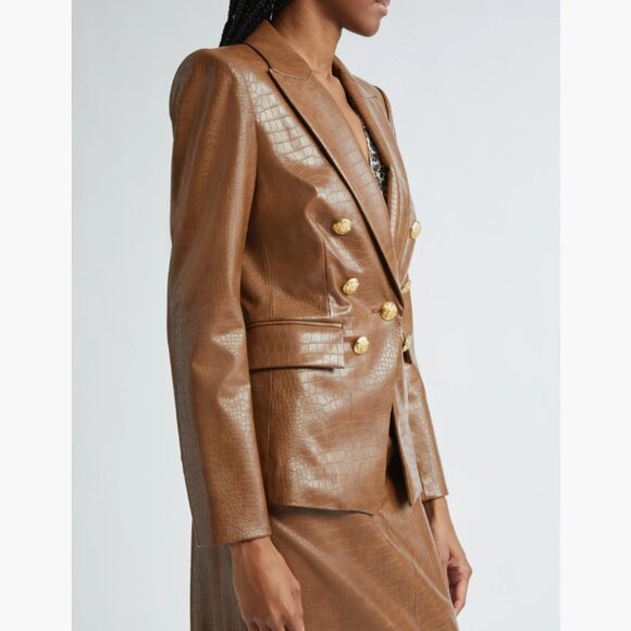 Veronica Beard Lawrence Croc Embossed Faux Leather Dickey Jacket - Picture 6 of 11